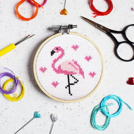 Flamingo Mini Cross Stitch Kit