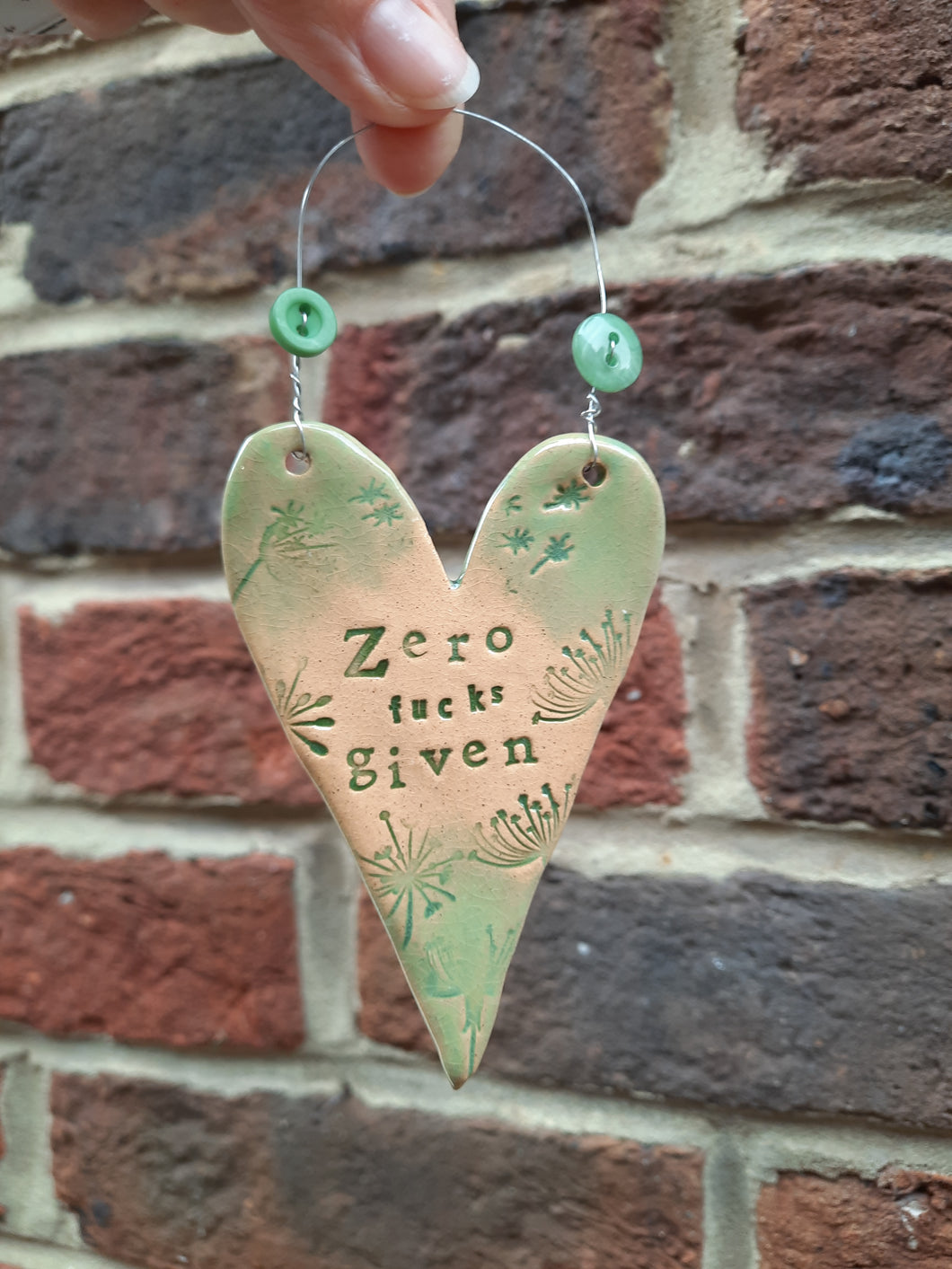 'Zero F*cks Given' Ceramic Heart