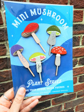 Load image into Gallery viewer, Set Of Wooden Mini Mushroom Plant Stakes
