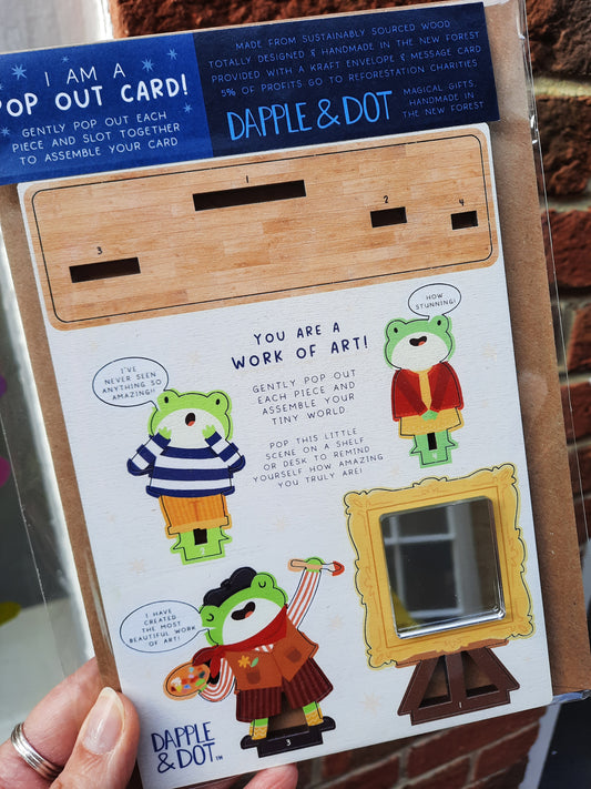 Wooden 'Work Of Art' Frog Pop Out Card