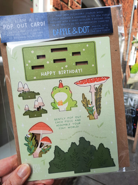 Wooden Birthday Frog Pop Out Card