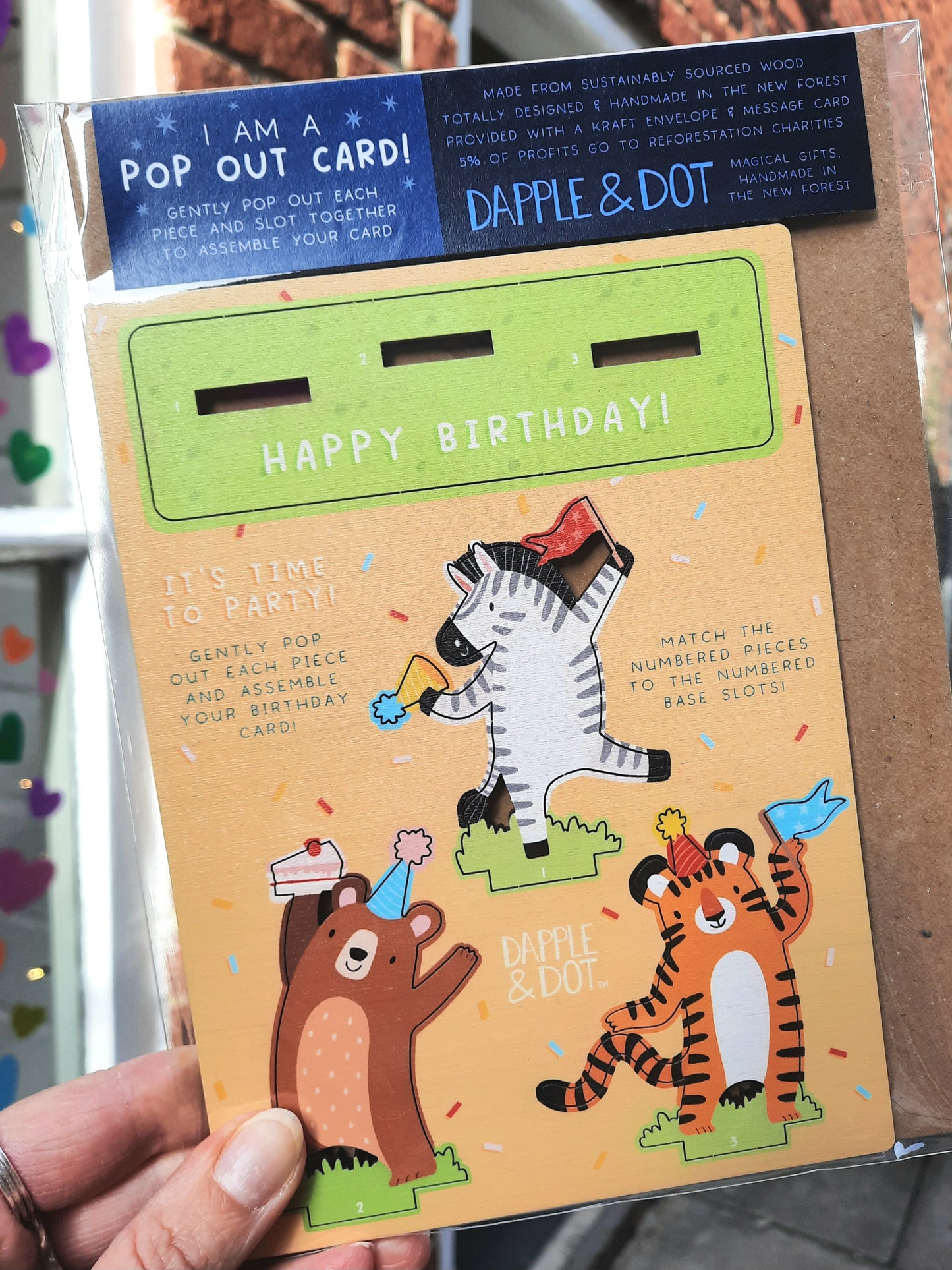 Wooden Party Animal Pop Out Card