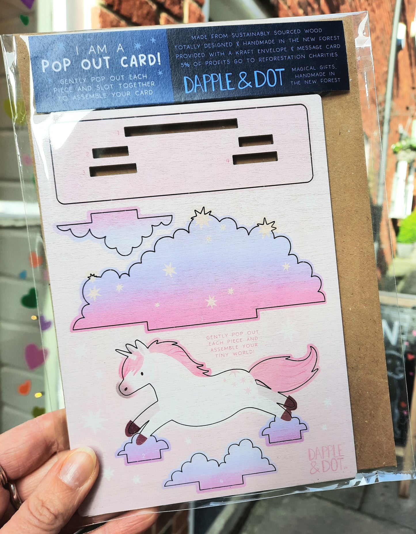 Wooden Unicorn Pop Out Card