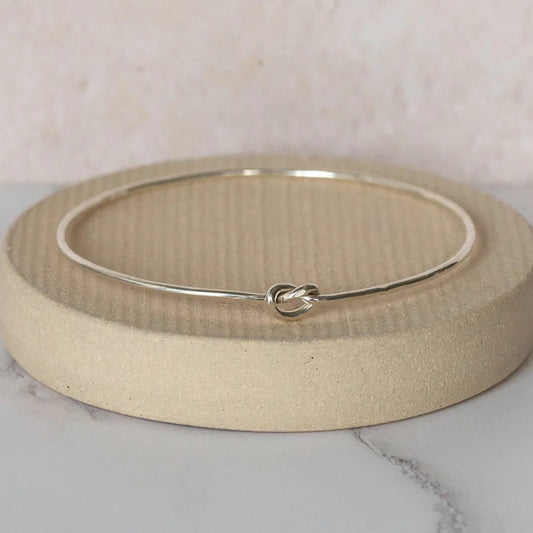 Sterling Silver Love Knot Bangle - Multiple Sizes Available