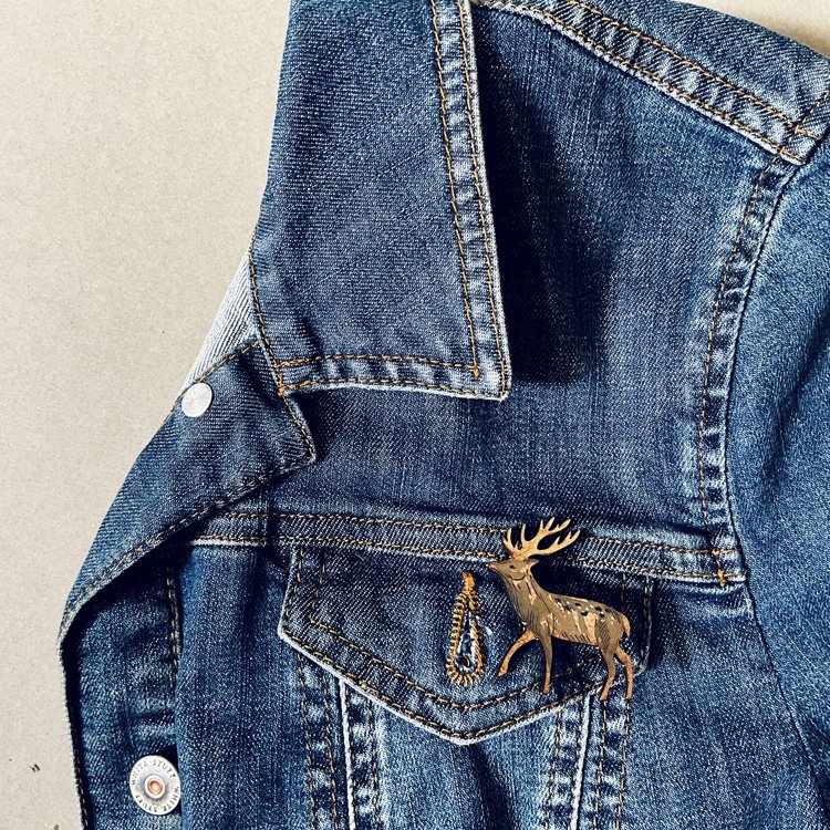 Stag Hand Painted Mini Pin