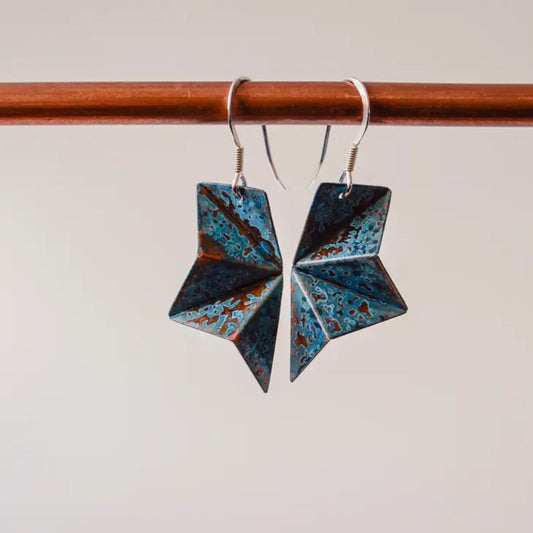 Copper Origami Drop Earrings