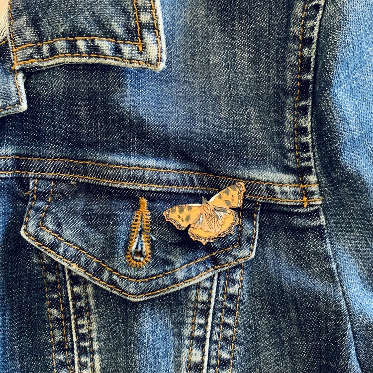 Tortoiseshell Butterfly Hand Painted Mini Pin