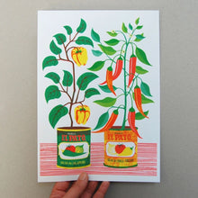 Load image into Gallery viewer, Chilli Peppers A4 Risograph Print
