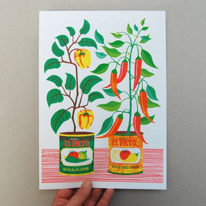 Chilli Peppers A4 Risograph Print