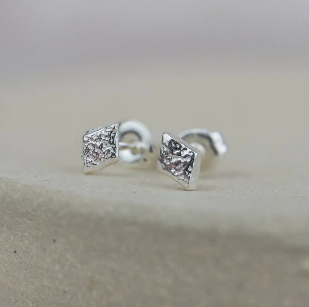 Diamond Sterling Silver Mini Stud Earrings
