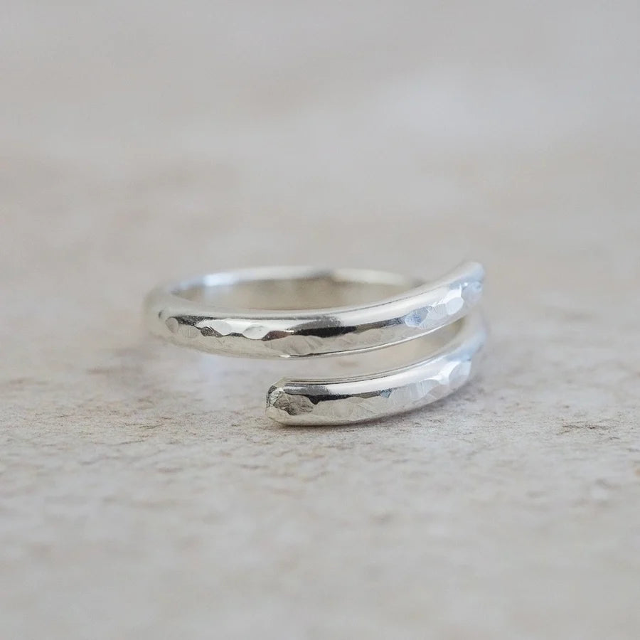 Sterling Silver Hammered Wrap Around Thumb Ring