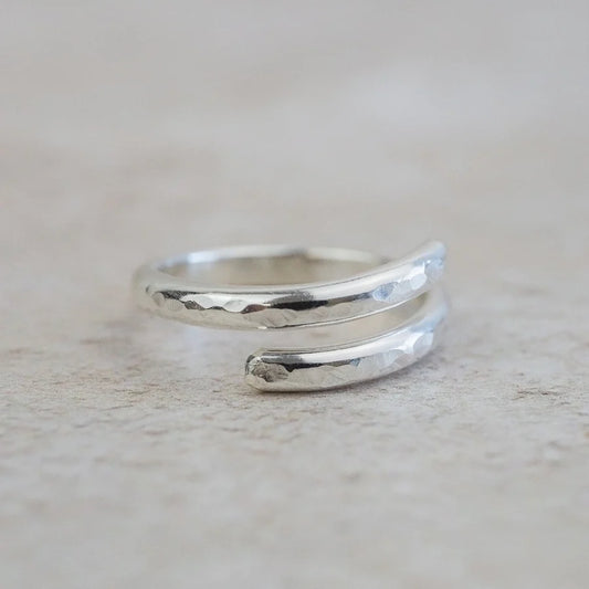 Sterling Silver Hammered Wrap Around Thumb Ring