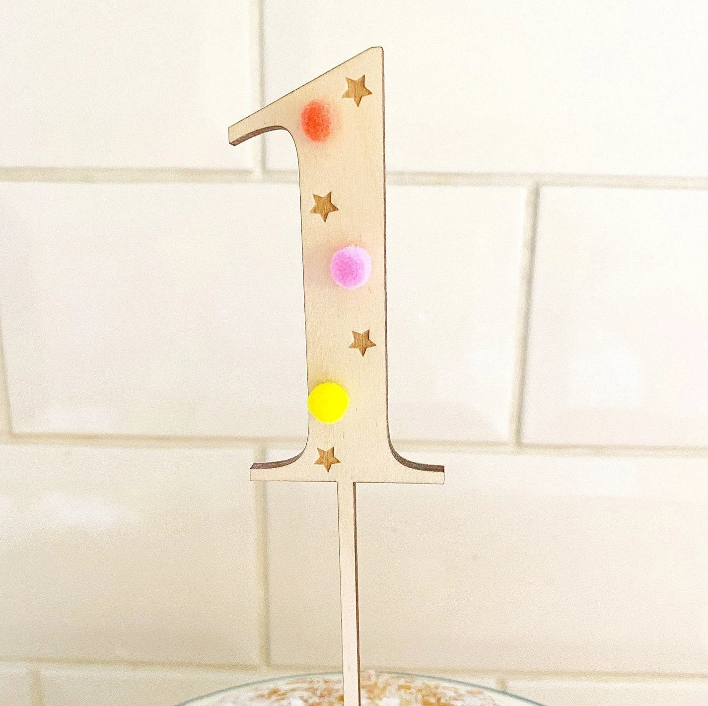 Wooden First Birthday cake topper
