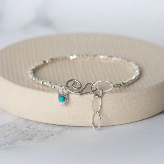 Sterling Silver Mini Nugget Bracelet With Semi Precious Stone - Multiple Options