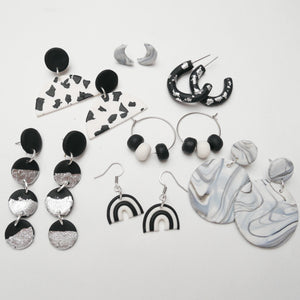 Create, Bake and Make Polymer Clay Earrings Kit -Monochrome and Silver