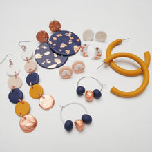 Load image into Gallery viewer, Create, Bake and Make Polymer Clay Earrings Kit -Navy, Neutrals &amp; Copper
