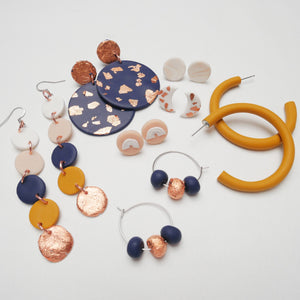 Create, Bake and Make Polymer Clay Earrings Kit -Navy, Neutrals & Copper