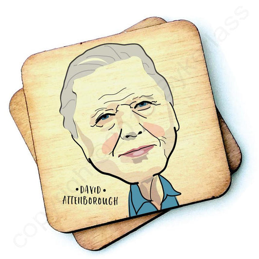 David Attenborough Wooden Coaster