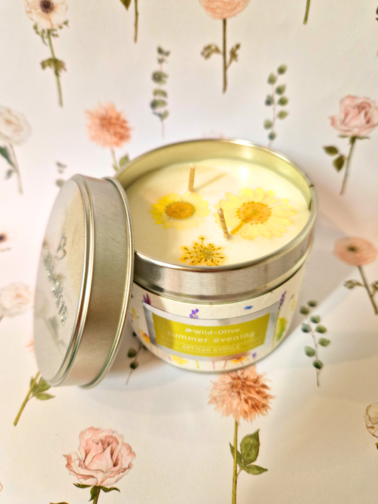 Floral Artisan Tin Candle - Scent Options Available