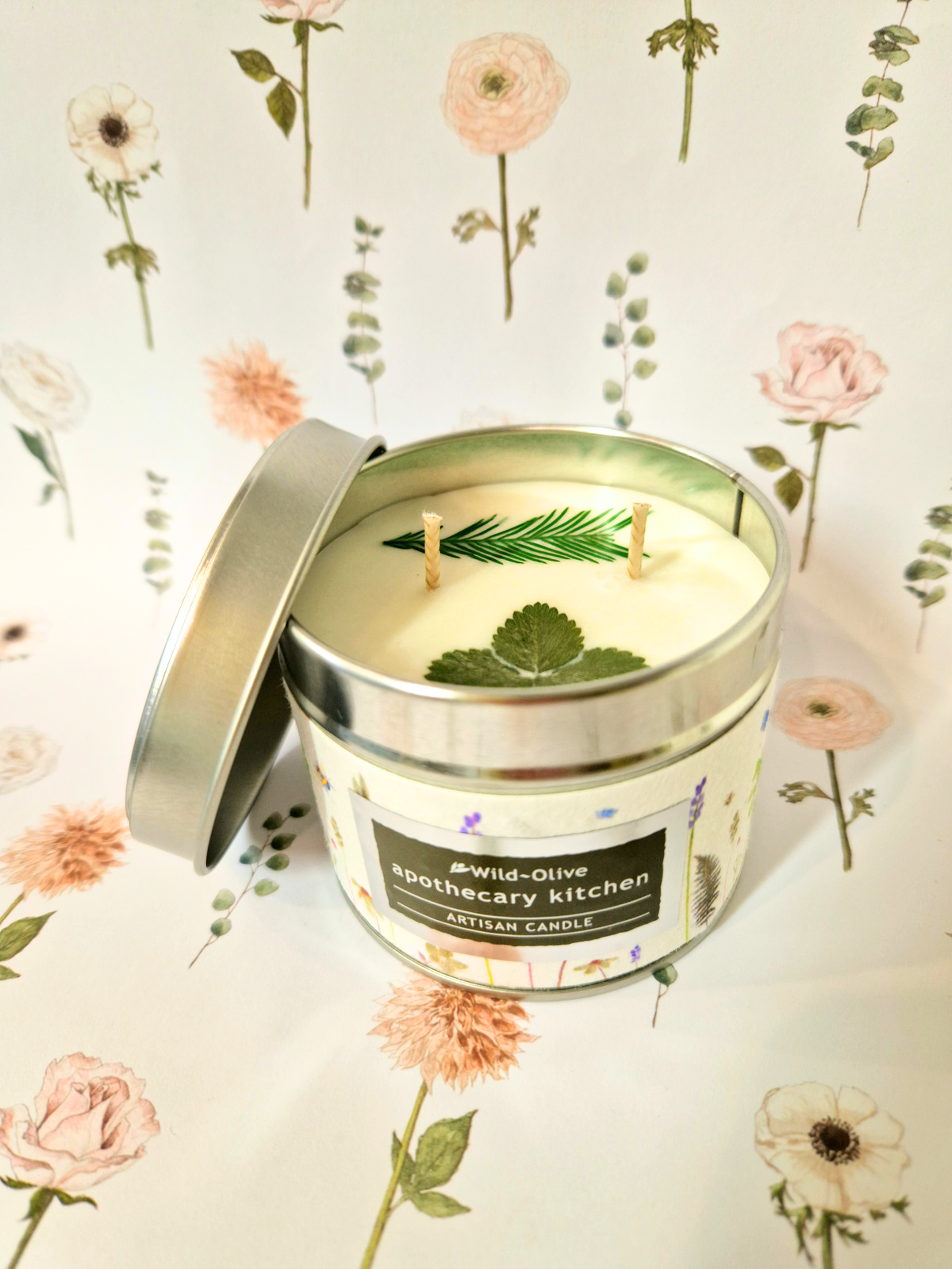 Floral Artisan Tin Candle - Scent Options Available