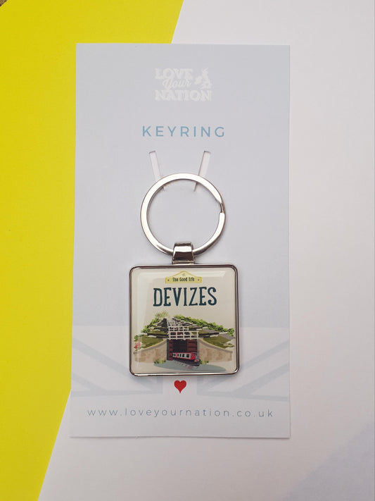 Devizes The good life caen hill canal boat locks keyring from beezes
