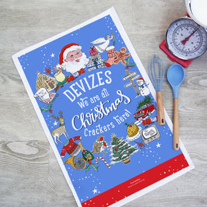 Christmas Crackers Devizes Christmas Tea Towel