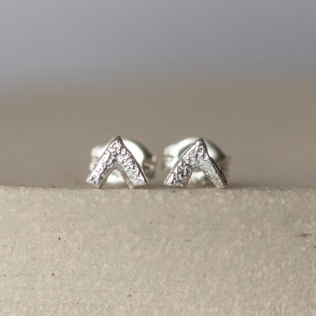 Chevron Sterling Silver Mini Stud Earrings