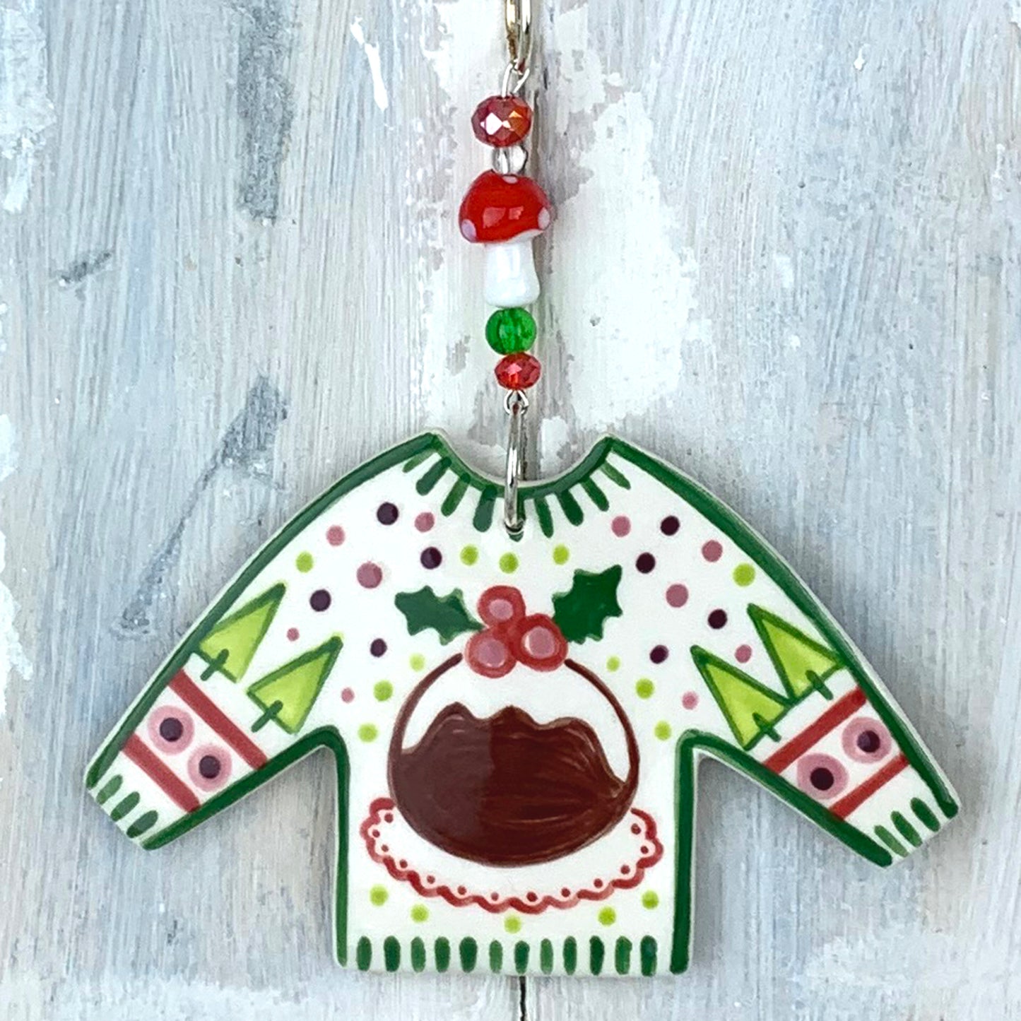Ceramic Christmas Pudding Jumper Decoration