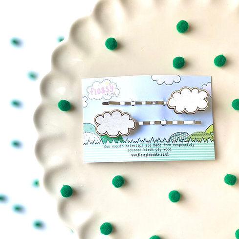 Cloud Wooden Hairclips