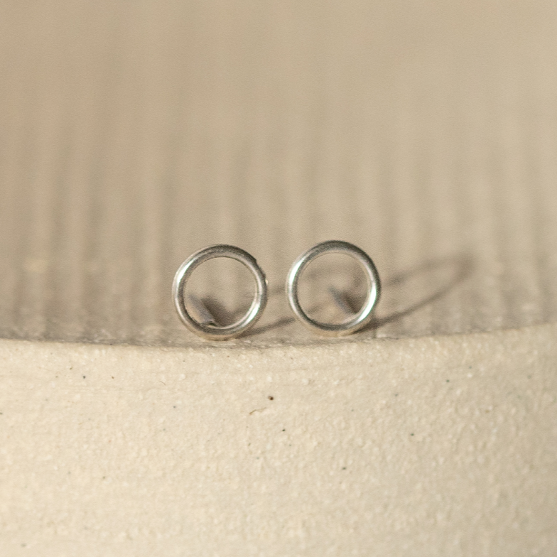 Geo Circle Sterling Silver Mini Stud Earrings
