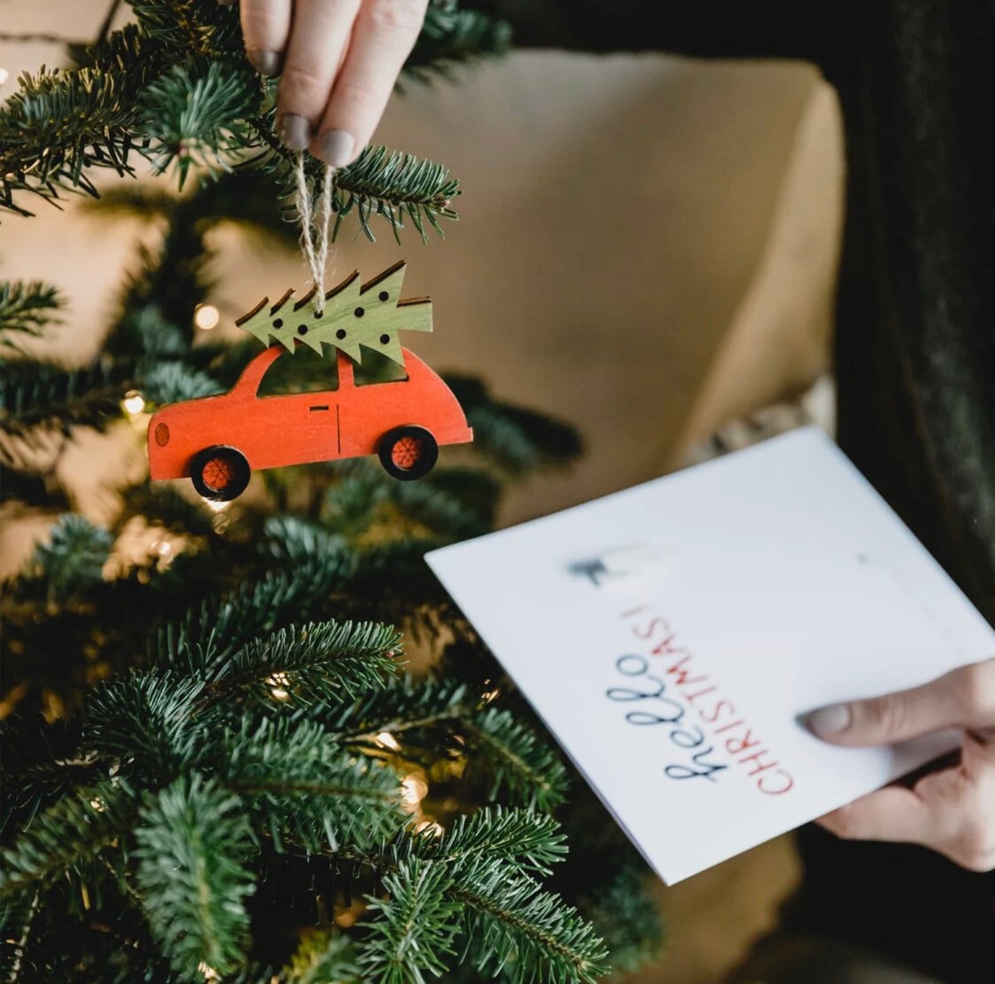 Retro Car Christmas Decoration (With or Without Card)