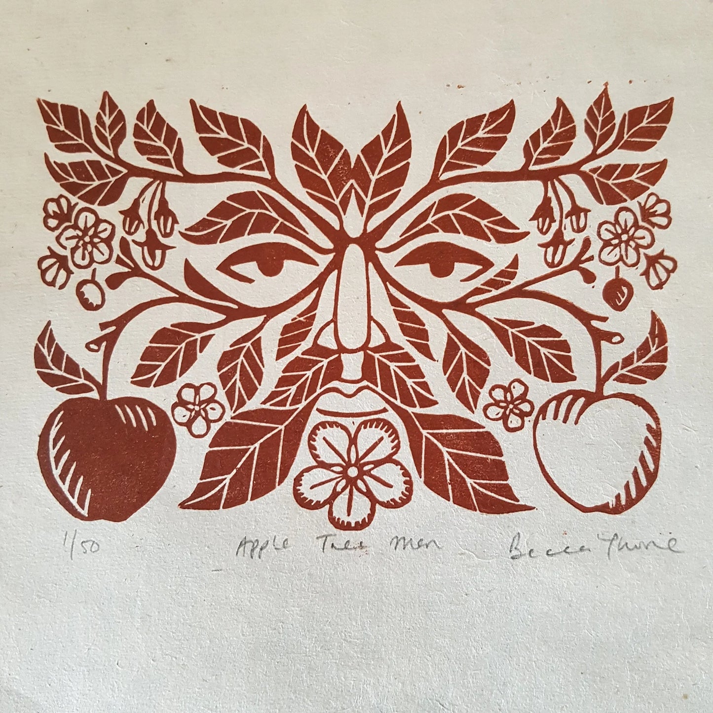 Apple Tree Man Original Linocut Print