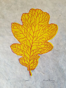Oak Leaf Original Linocut Print
