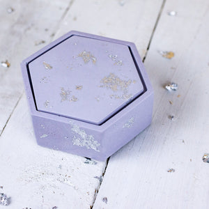 Pastel & Silver Leaf Jesmonite Trinket Box - Colour Options Available