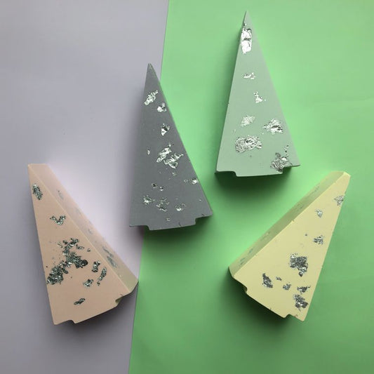 Pastel & Silver Leaf Jesmonite Christmas Tree Decorations - Colour options available